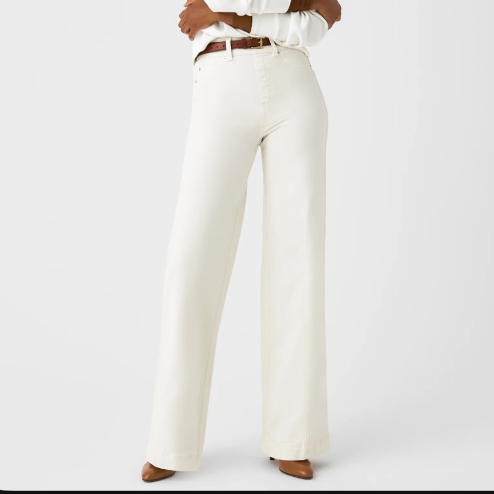 Spanx Wide Leg Ecru/White Jeans